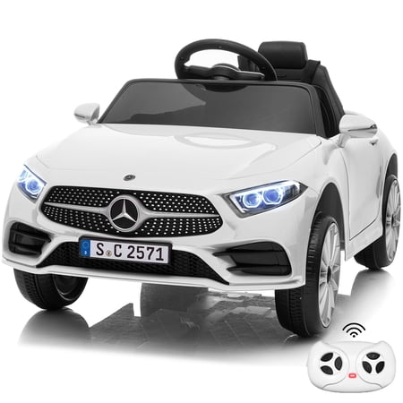 Bopilon Kids Electric Ride on Car with Remote Control, 12V Licensed Mercedes Benz Kids Car Battery Powered Electric Vehicles Toy Car, Adjustable Speed, Safety Belt, Music&LED Lights(White)