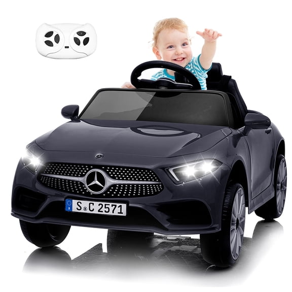 Bopilon Kids Electric Ride on Car with Remote Control, 12V Licensed Mercedes Benz Kids Car Battery Powered Electric Vehicles Toy Car, Adjustable Speed, Safety Belt, Music&LED Lights(Black)