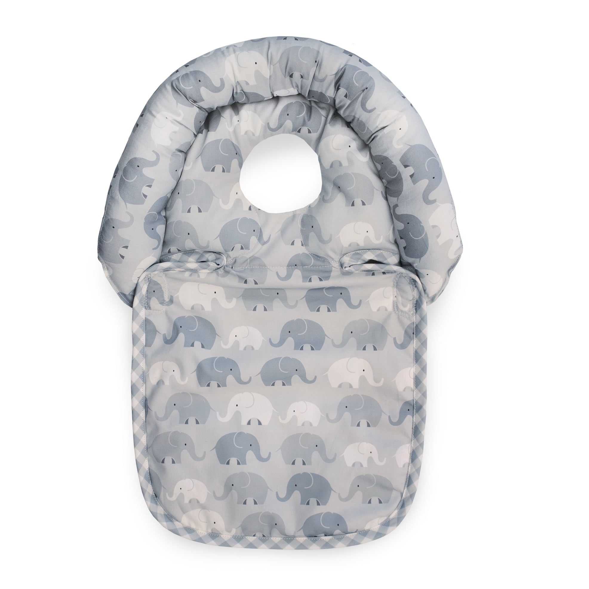 Boppy Head Support Noggin Nest Gray Elephant Plaid With Pressure Relieving Cutout Helps Prop Baby s Head in Bouncers 0 4 months