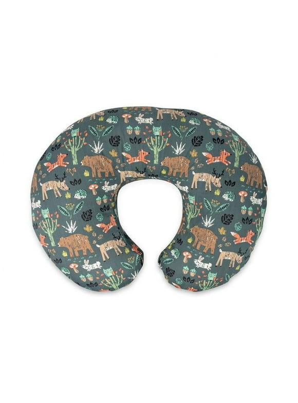 Boppy Nursing Pillow, Green Forest Animals, Support for Feeding, Removable Cover, Machine Washable