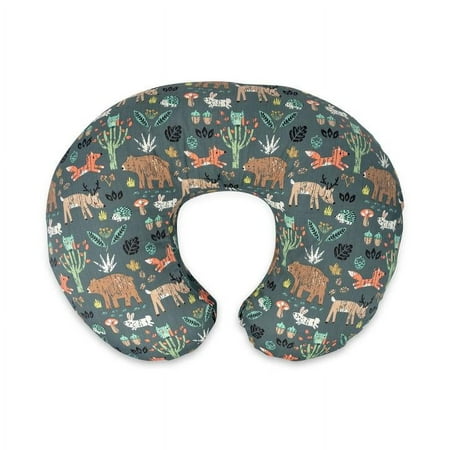 Boppy Nursing Pillow Original Support, Green Forest Animals, Ergonomic Nursing Essentials for Bottle and Breastfeeding, Firm Fiber Fill, with Removable Nursing Pillow Cover, Machine Washable