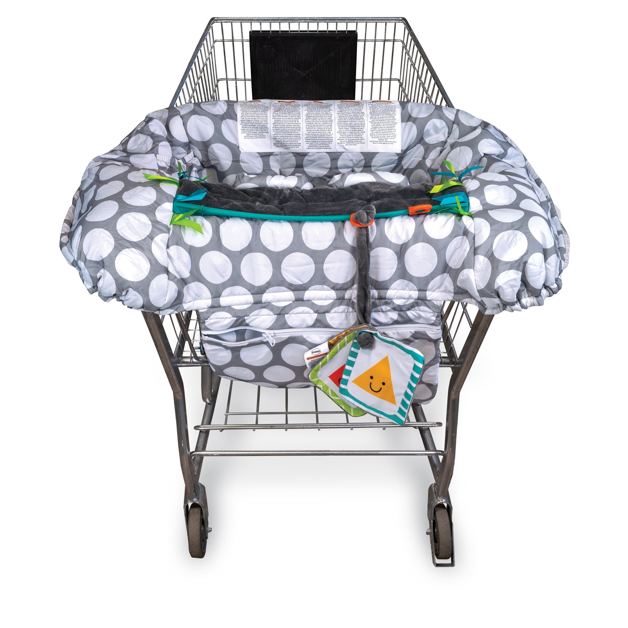 Boppy Preferred Shopping Cart and High Chair Cover with Storage Pouch, Gray Jumbo Dots with