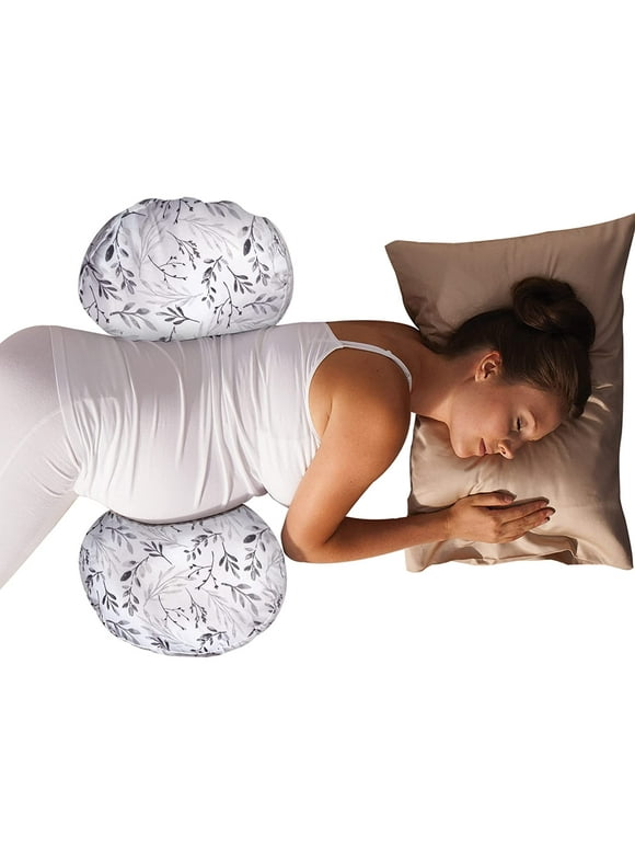 Boppy Side Sleeper Pregnancy Pillow with Removable Jersey Pillow Cover, Gray Falling Leaves