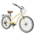 thumbnail image 1 of Bora 26 Inch 7 Speed Beach Cruiser Bikes for Women with Rear Rack - Vanilla, 1 of 1