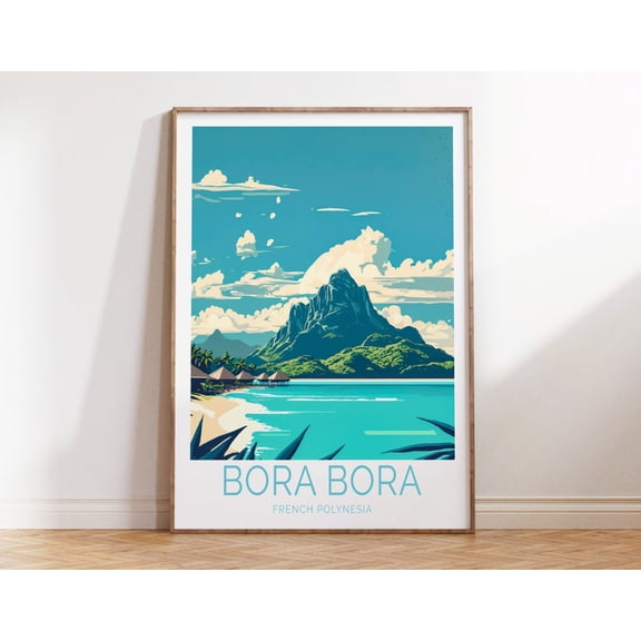 Bora Bora French Polynesia Coastal Island Travel Wall Art Unframed Paper Print