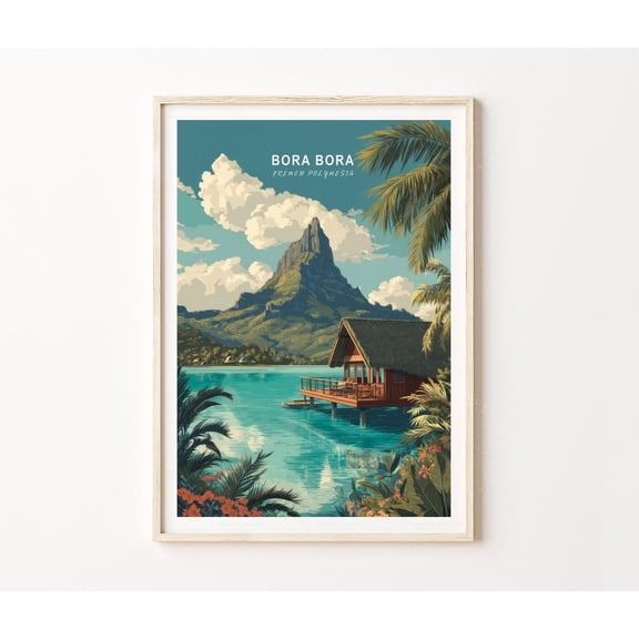 Bora Bora French Polynesia Tropical Island Wall Art Home Decor Unframed Paper Print
