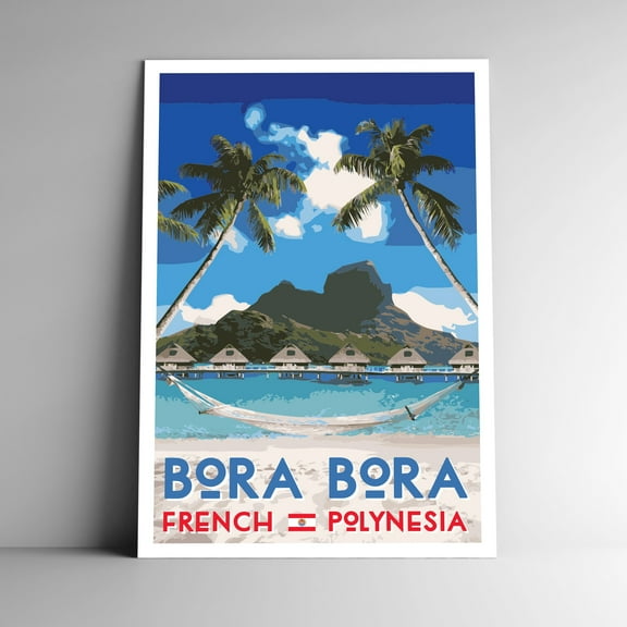 Bora Bora French Polynesia Vintage Travel Poster / Postcard WPA Style Retro