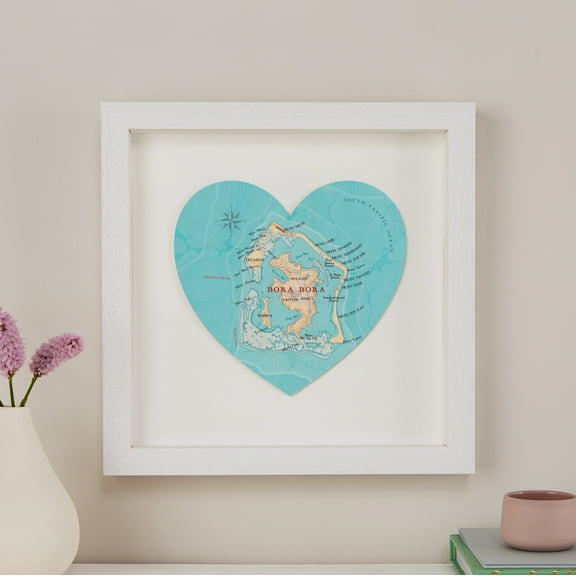 Bora Bora Map Heart Print Handmade 3D Print