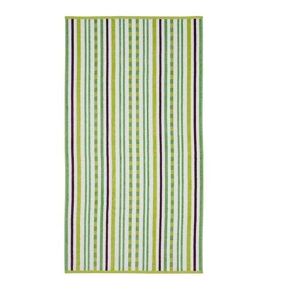 Bora Bora Oversized Beach Towel, 100% Cotton, Poolside Lounging, Soft, Absorbent, Quick Dry, Medium weight, Cotton Terry, Stitch Stripe Pattern Towels , 2PC Set, Pear by Blue Nile Mills