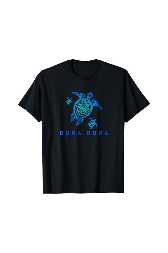 Bora Bora T-Shirt Sea Blue Tribal Turtle