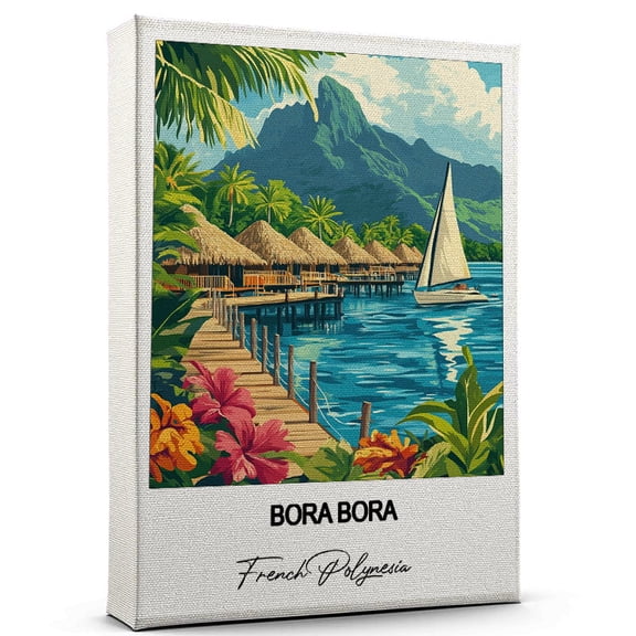 Bora Bora Travel Art Canvas – Modern Wall Art Inspired by French Polynesia Canvas – Great Gift for Travel Lovers – Ready to Hang