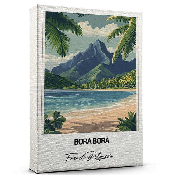 Bora Bora Travel Poster Canvas French Polynesia Canvas Unique Gift Idea for Home, Office, or Living Space