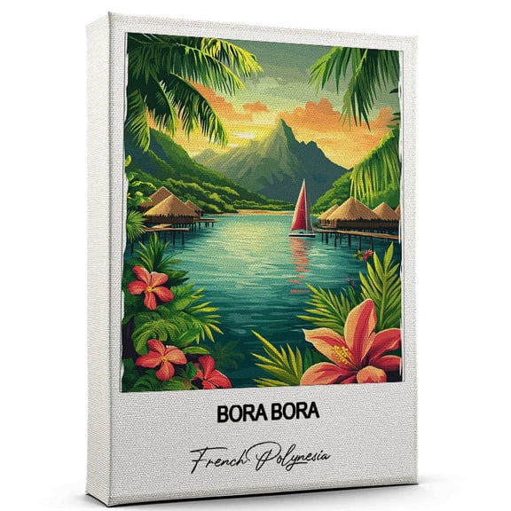 Bora Bora Travel Poster Canvas French Polynesia Canvas Unique Gift Idea for Home, Office, or Living Space