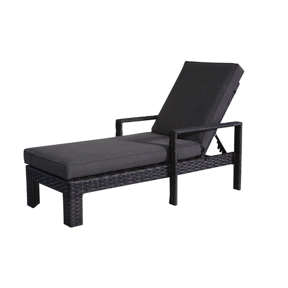 Bora Bora Two-Tone Wicker Rattan Chaise Lounge in Charcoal Cushion