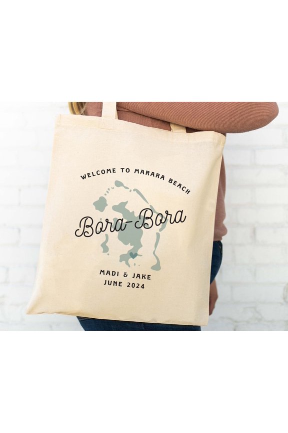 Bora Bora Wedding Tote Custom Wedding Tote Bag Destination Wedding Favor Bora Bora Tote Ba