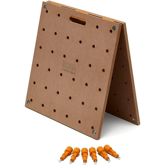 Bora Centipede Workbench Table Top For Bora Centipede Work Stand Saw Horses - 24" x 48" - Includes Wood Top with 3/4" Dog Holes + 6 Quick-Twist Lock Handles for Portable, Temporary Work Bench, CK22T