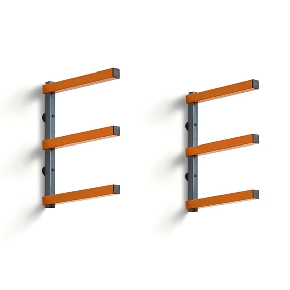 Bora Portamate 3-Level Wood Storage Rack Wall-Mounted Hanging Shelf Orange And Gray