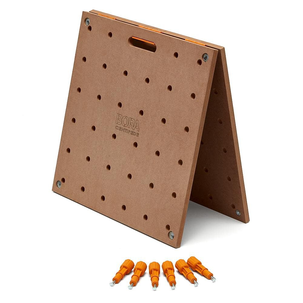 Compact Folding 28" Brown Workbench Top with 20mm Dog Holes