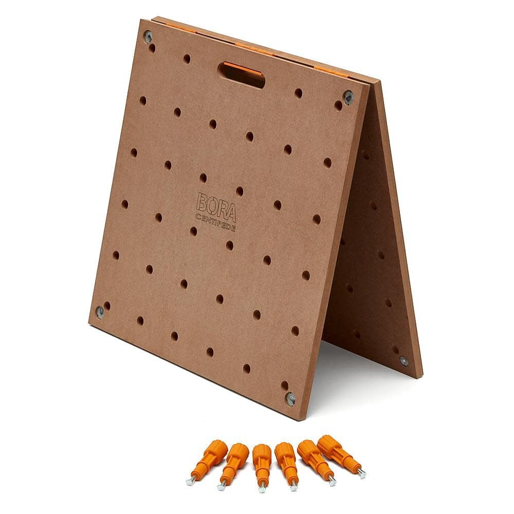 Compact Folding 28" Brown Workbench Top with 20mm Dog Holes