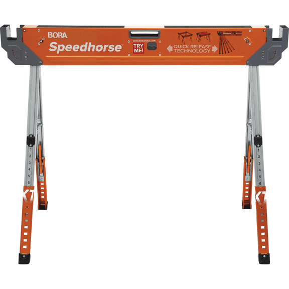 Bora Speedhorse Adjustable Steel Sawhorse - Single Pack  Heavy-Duty Construction, Professional Use