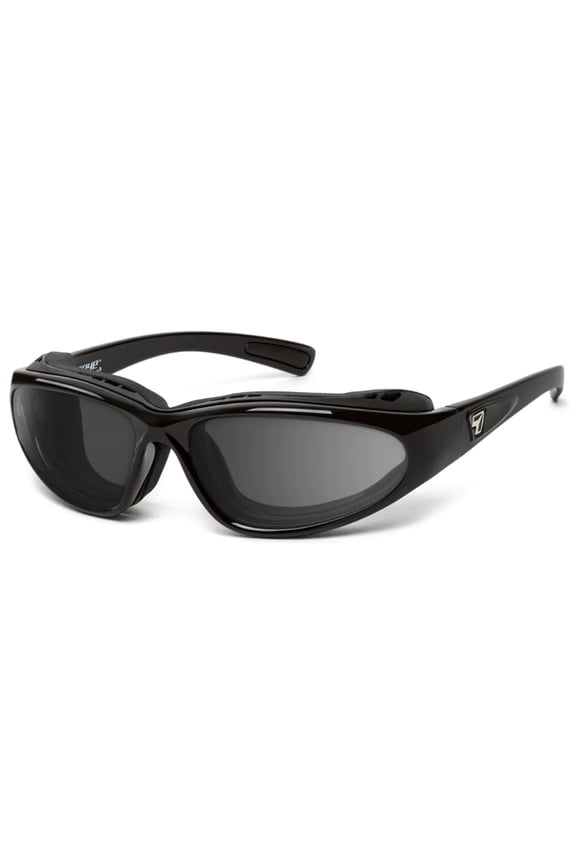 Bora Wind-Blocking Padded Sunglasses for Outdoors, UV400, Gray Lenses, Glossy Black