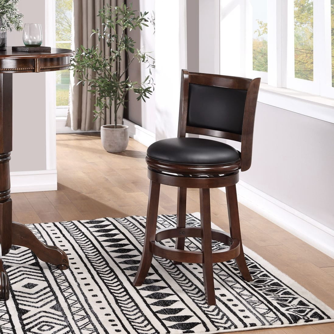 Boraam Augusta Swivel Wood Counter Stool, Cappuccino Finish