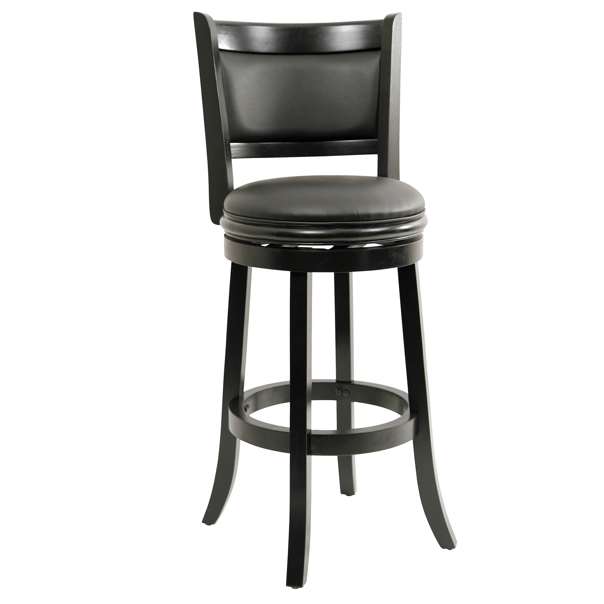 Augusta 29" Black Faux Leather Swivel Wood Bar Stool