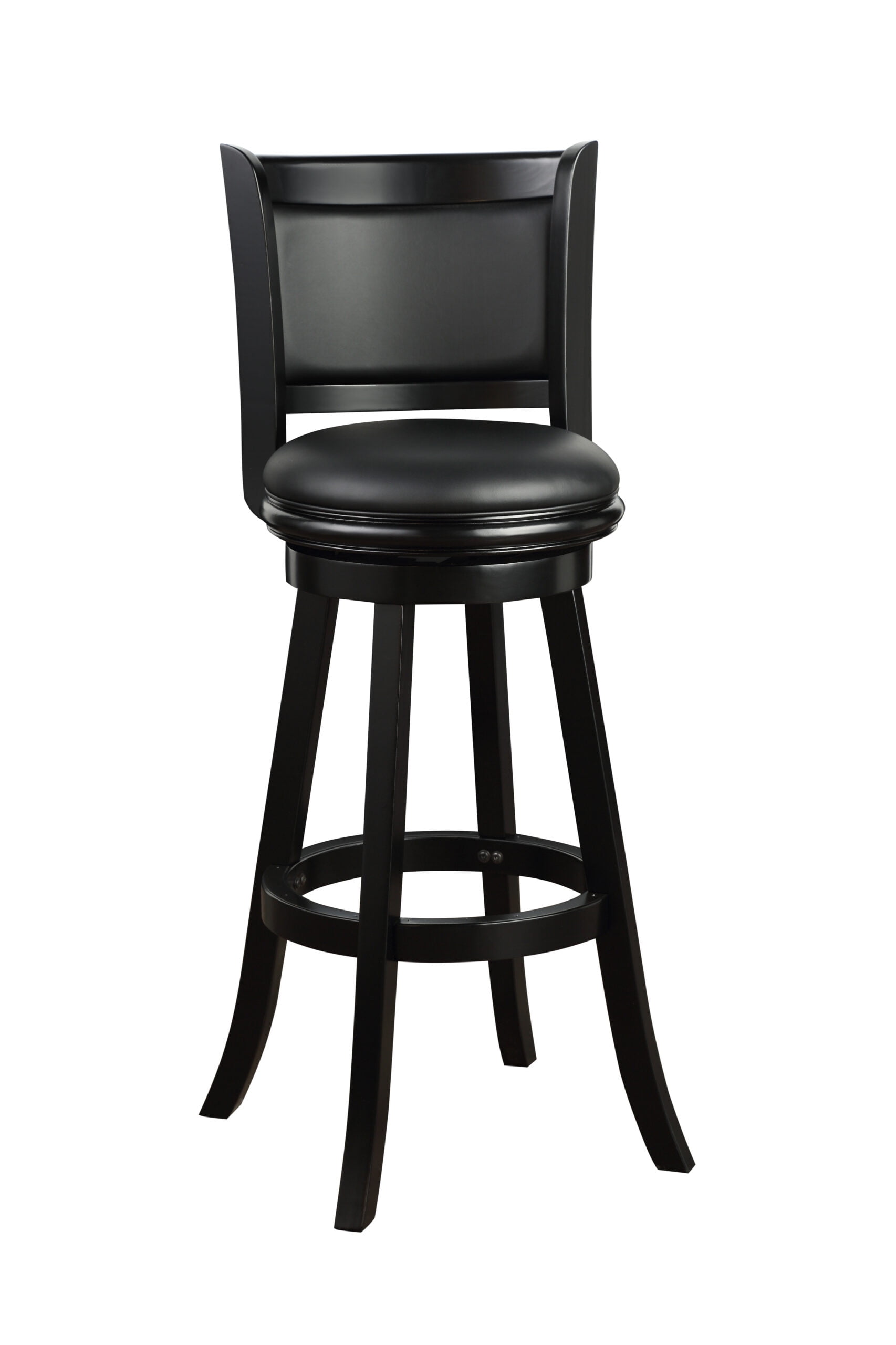 Boraam Augusta 34 inch Bar Height High Back Swivel Wood Bar Stool Black Finish