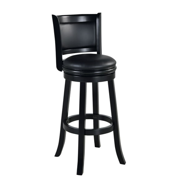 Boraam Augusta 34-inch Bar Height High Back Swivel Wood Bar Stool, Black Finish