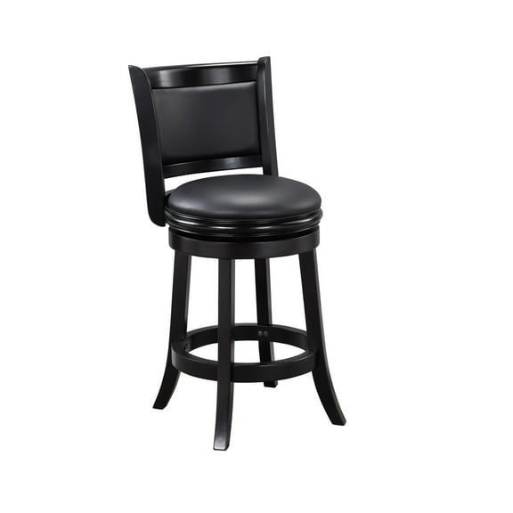Boraam Augusta Counter Height Swivel Wood Kitchen Bar Stool, Black Finish
