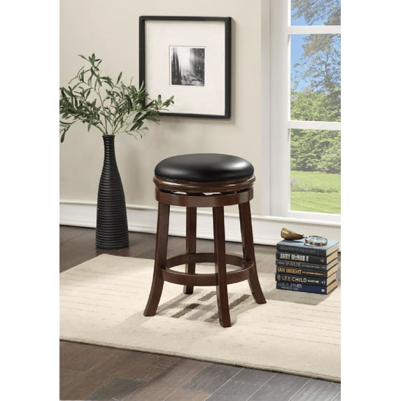 Boraam Backless Counter Height Wood Swivel Kitchen Bar Stool, Cappuccino Finish