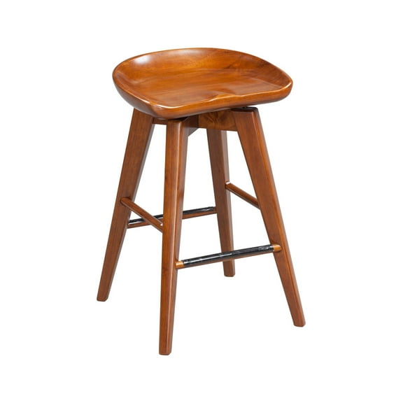 Boraam Bali 24" Backless Wood Swivel Counter Stool, Walnut