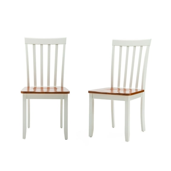 Boraam Bloomington High Back Wood Dining Room Chairs, Set of 2, Cream/Honey Oak Finish
