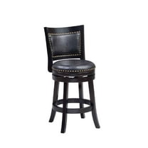 Boraam Bristol 24in. High Back Swivel Wood Counter Stool, Black