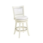 Boraam Bristol Counter Height High Back Swivel Wood Kitchen Counter Stool, Buttermilk Finish