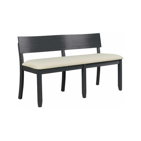 Boraam Capella Dining Bench Rectangular Fabric Upholstered Cushion with High-Density Foam, Black