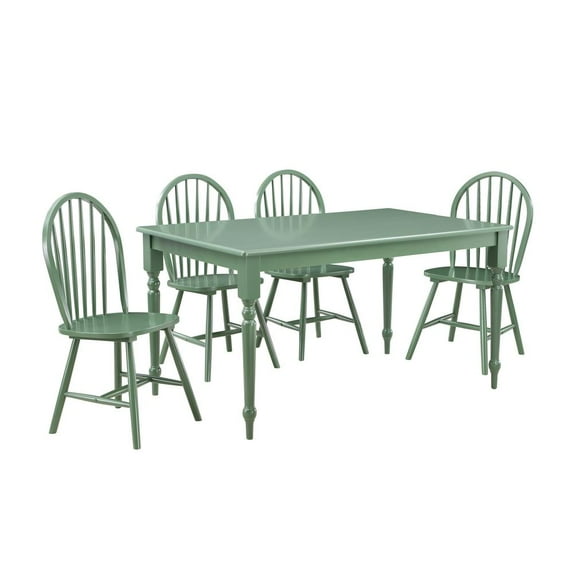 Boraam Carolina 5-Piece Wood Dining Set in Equestrian Green Finish