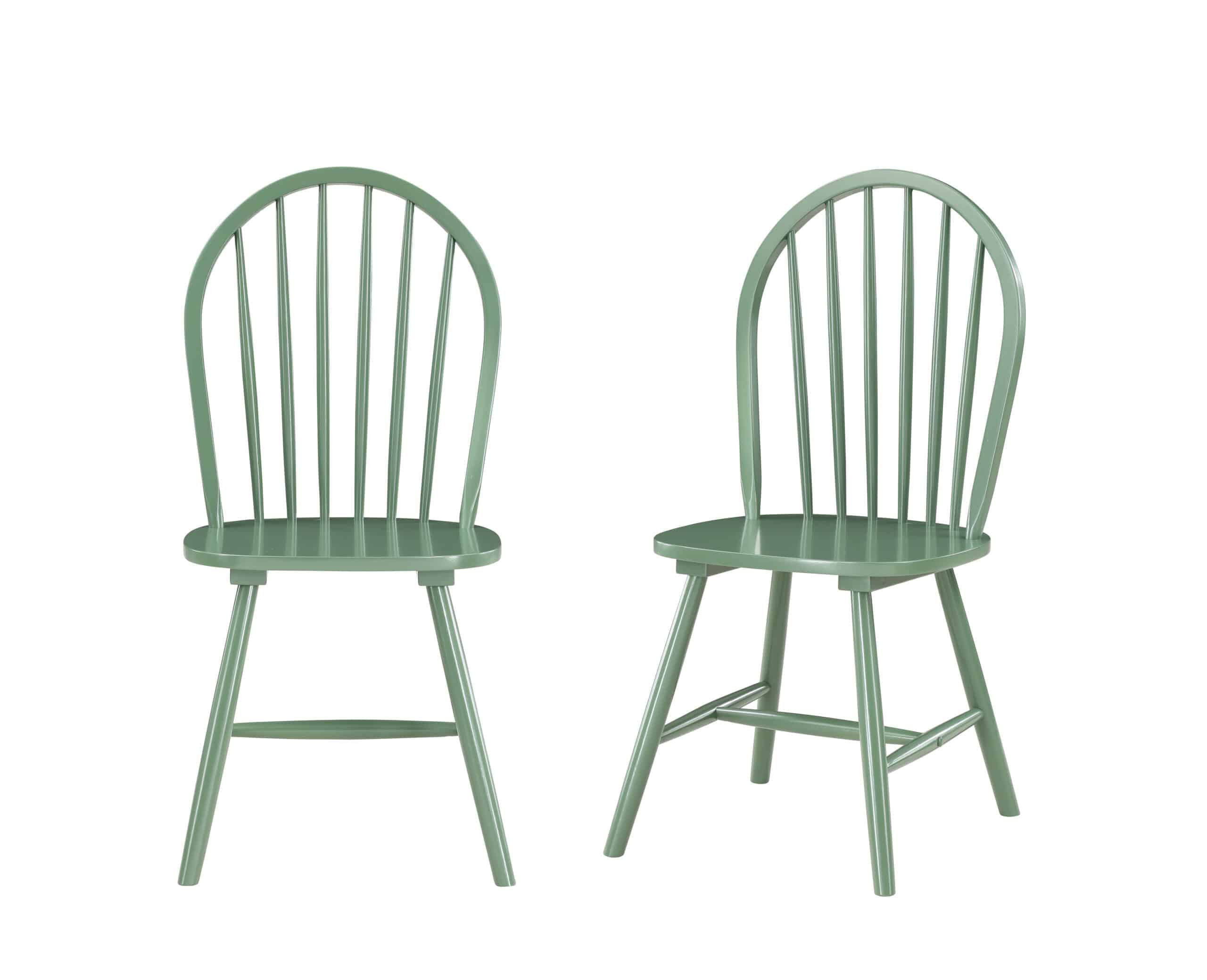 Equestrian Green High Back Rubberwood Slat Side Chair Set