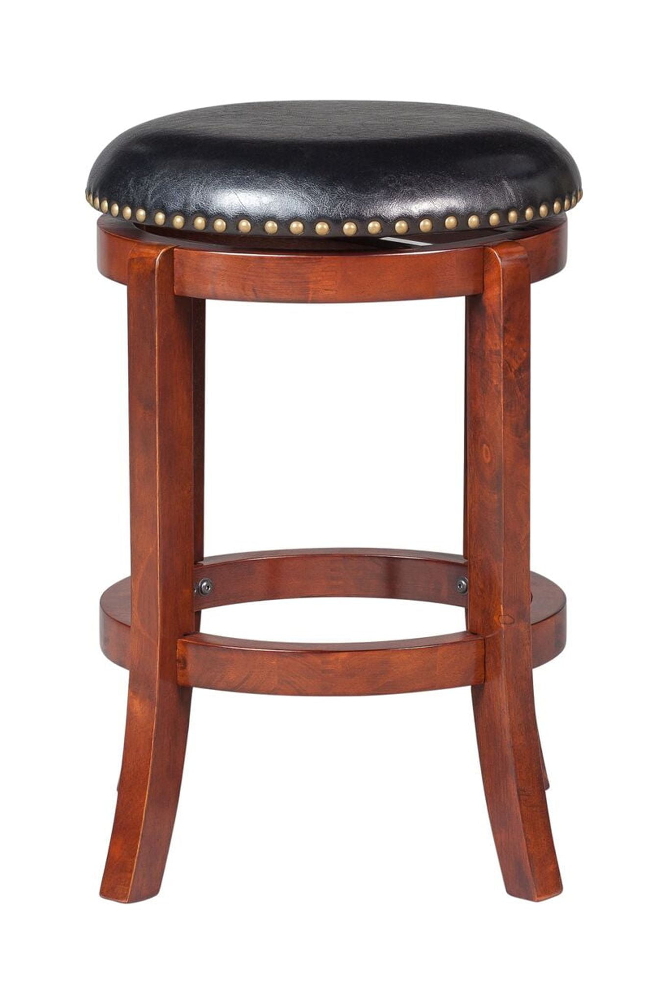 Cherry Cordova 24.5" Swivel Counter Stool with Brass Nailhead Trim