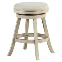 Boraam Fenton 24" Backless Wood and Linen Swivel Counter Stool - Ivory Wire-Brush