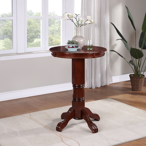 Boraam Florence 42-Inch Round Wood Pub Table, English Tudor Finish