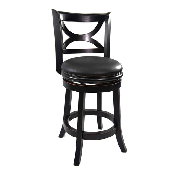 Boraam Florence Counter Height High Back Kitchen Swivel Wood Counter Stool, Black Sandthru Finish