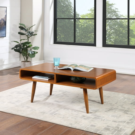 Boraam Halmstad Rectangular Rubberwood Coffee Table, Rich Walnut