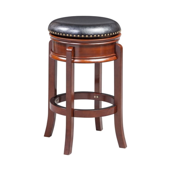 Boraam Hamilton Bar Height Backless Swivel Wood Bar Stool - Cherry Finish