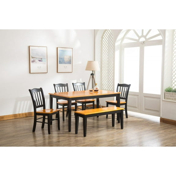 Boraam Shaker 6-Piece Dining Set with Black and Oak Finish
