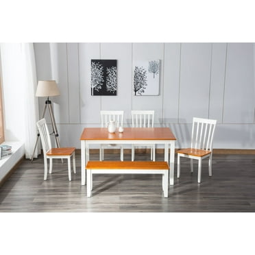 Boraam Industries Bloomington 6-Piece Dining Set Cream/Honey Oak Cream Finish, Honey Finish