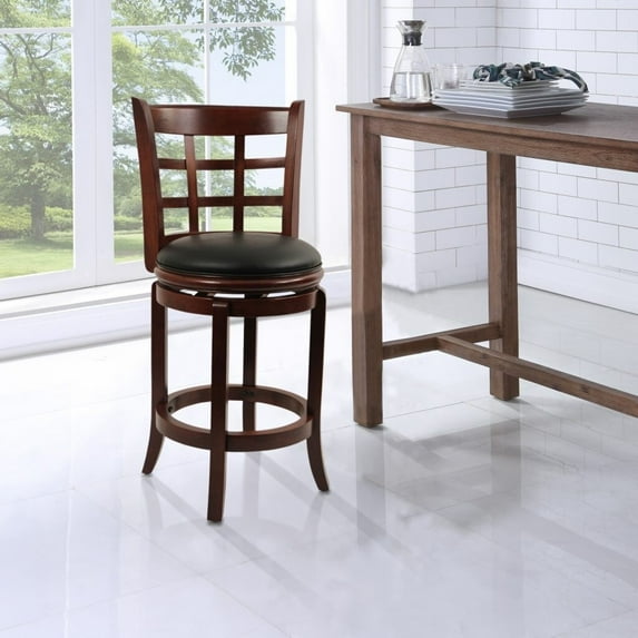 Boraam Industries Kyoto Black Wood 24-inch Swivel Stool Cherry Cherry Finish