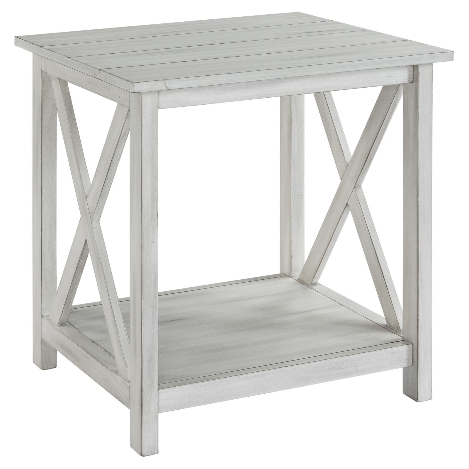 Antique White Jamestown Square End Table with Lower Shelf