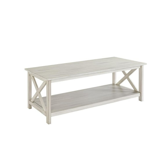 Boraam Jamestown Antique White Coffee Table with Decorative X Base