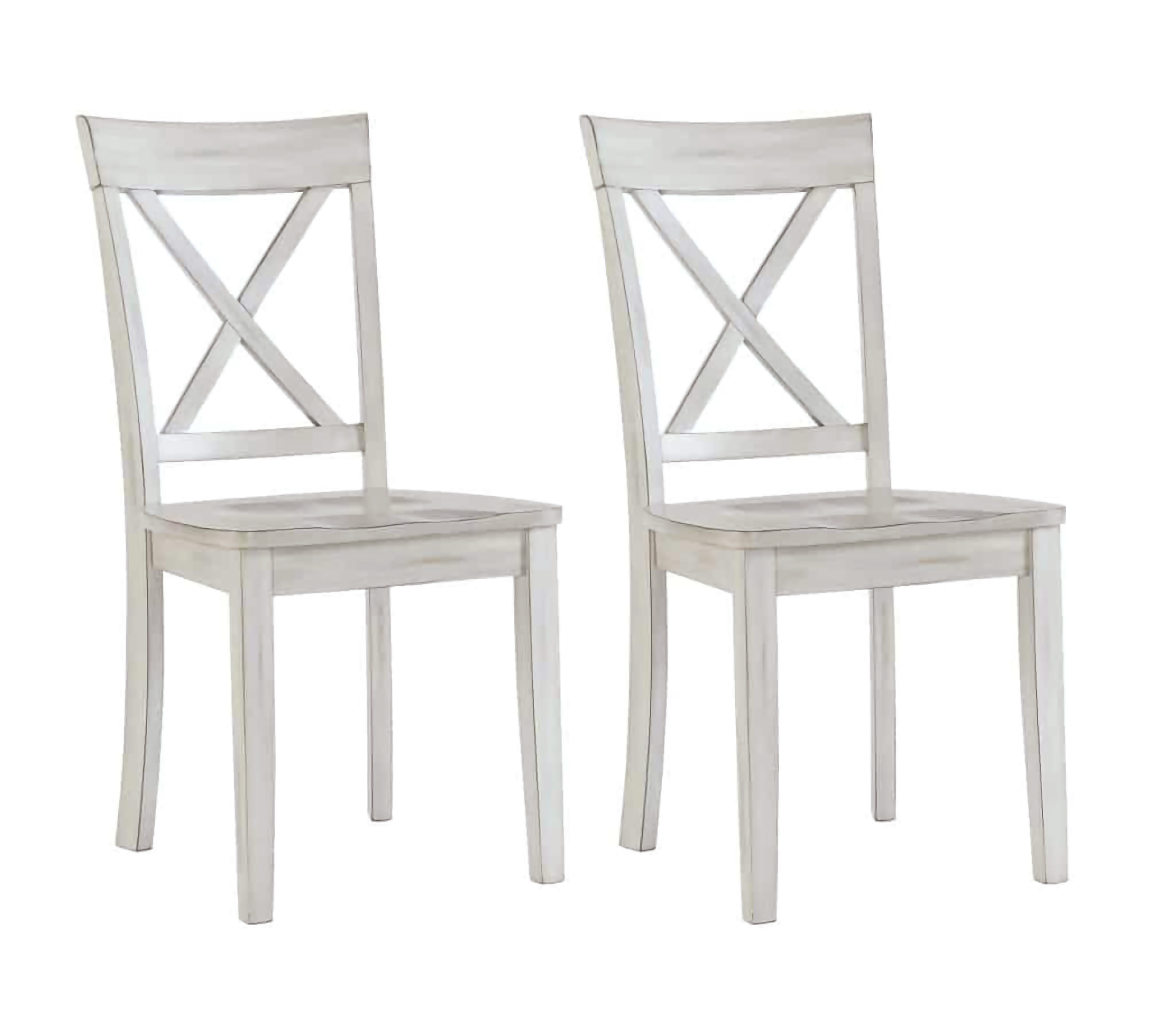 Jamestown Antique White Cross Back Wood Dining Chairs, Set of 2